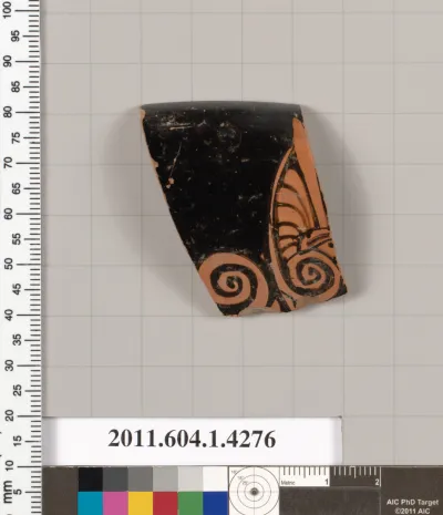 Terracotta rim fragment of kylix (drinking cup)