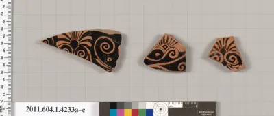 Terracotta fragments of kylikes (drinking cups)