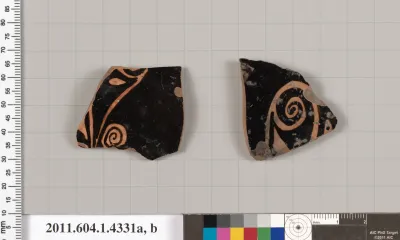 Terracotta fragments of kylikes (drinking cups)