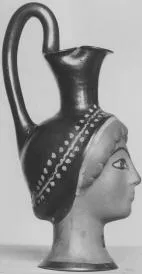 FIGURE VASE, OINOCHOE (ATHENIAN, RED-FIGURE)