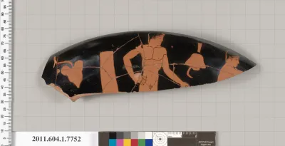 Terracotta rim fragment of a kylix (drinking cup)