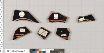 Terracotta fragments of kylikes (drinking cups)