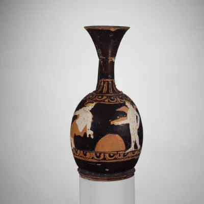 Terracotta squat lekythos (oil jar)