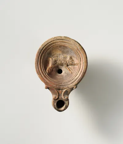 Terracotta oil lamp