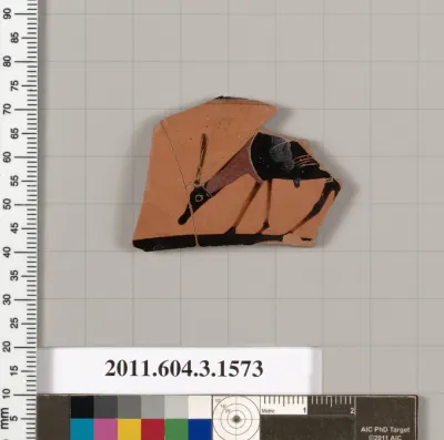 Terracotta fragment of a kylix: Band cup (drinking cup)