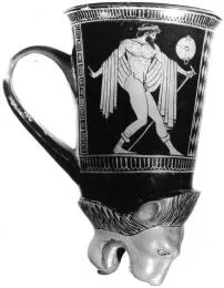 FIGURE VASE, MUG (ATHENIAN, RED-FIGURE)