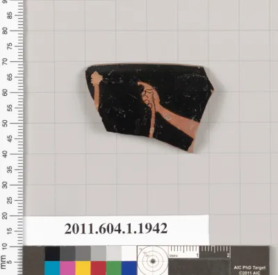 Terracotta rim fragment of a kylix (drinking cup)