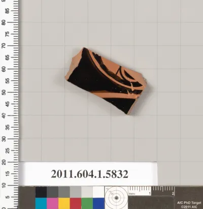 Terracotta fragment of a kylix: eye-cup  (drinking cup)