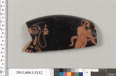 Terracotta rim fragment of a kylix (drinking cup)