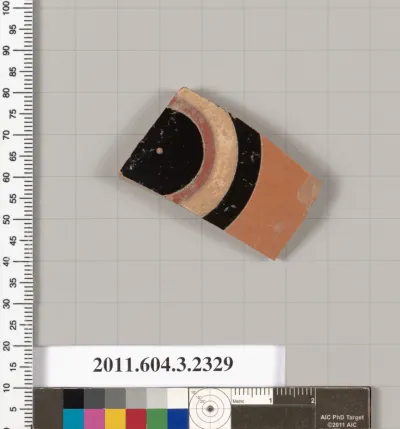 Terracotta fragment of a kylix: eye-cup (drinking cup)