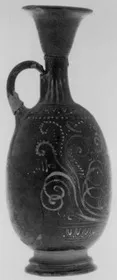LEKYTHOS, SQUAT (SOUTH ITALIAN, GNATHIAN, BLACK GLAZE)