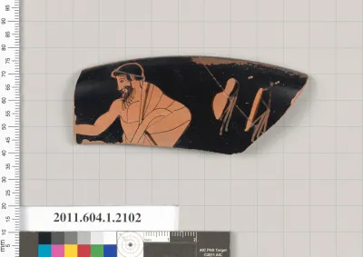 Terracotta rim fragment of a kylix (drinking cup)