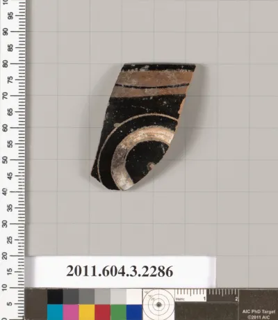 Terracotta rim fragment of a kylix: eye-cup (drinking cup)