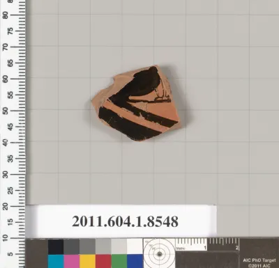 Terracotta fragment of a stemless kylix? (drinking cup)