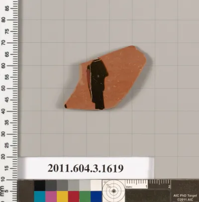 Terracotta fragment of a kylix: Band cup (drinking cup)