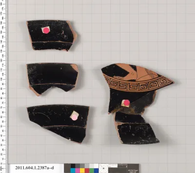 Terracotta rim fragments of a kylix (drinking cup)