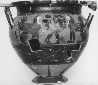 KRATER, COLUMN (ATHENIAN, BLACK-FIGURE)
