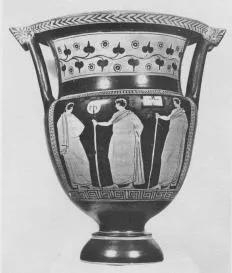 KRATER, COLUMN (SOUTH ITALIAN, APULIAN, RED-FIGURE)