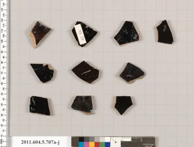 Terracotta fragments of kylikes (drinking cups)