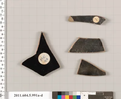 Terracotta fragments of kylikes (drinking cups)