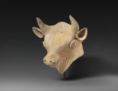 Terracotta head of a bull