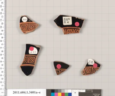 Terracotta fragments of kylikes (drinking cups)