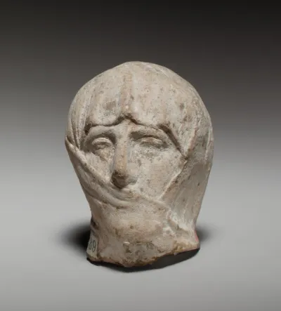 Terracotta head of a veiled woman