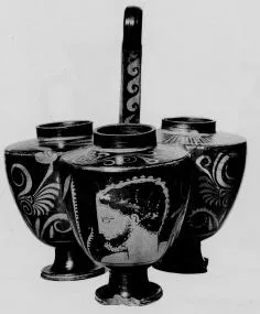 TRIPLE-BODIED VASE (SOUTH ITALIAN, LUCANIAN, RED-FIGURE)