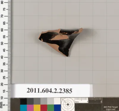 Terracotta fragment of an askos (flask with a spout and handle over the top)