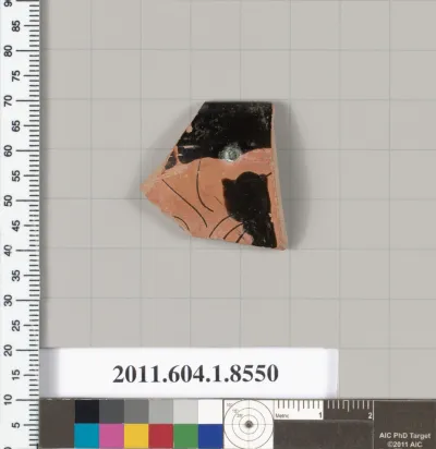 Terracotta rim fragment of a stemless kylix (drinking cup)