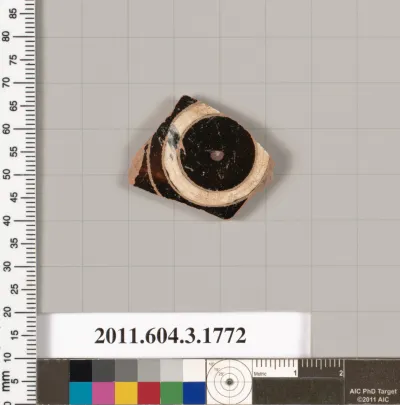 Terracotta fragment of a kylix: Band cup (drinking cup)