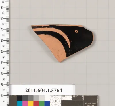 Terracotta rim fragment of a kylix: eye-cup (drinking cup)