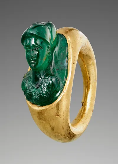 Cameo Gem with Minerva set into a Hollow Ring