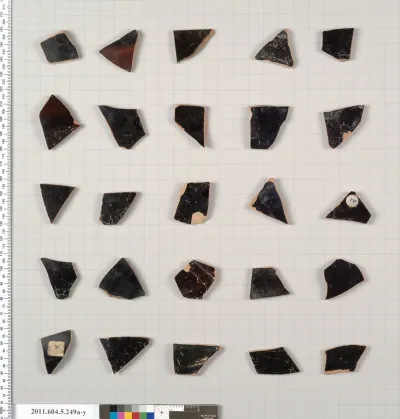 Terracotta fragments of kylikes (drinking cups)