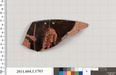 Terracotta rim fragment of a kylix (drinking cup)