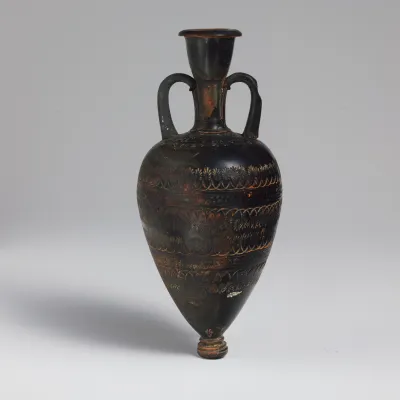 Terracotta amphoriskos (oil flask)