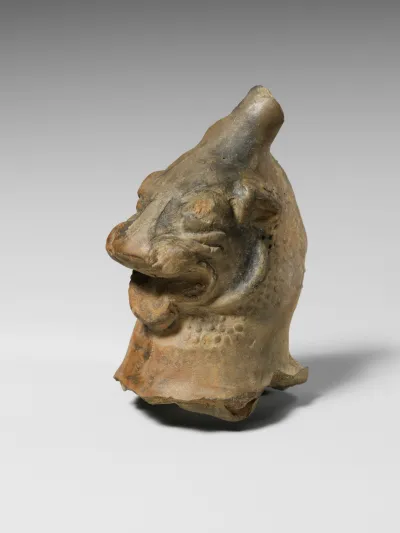 Terracotta head of a griffin