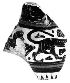 OINOCHOE, FRAGMENT (CORINTHIAN, BLACK-FIGURE)
