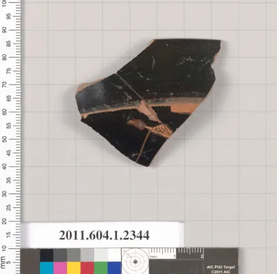 Terracotta rim fragment of a kylix (drinking cup)