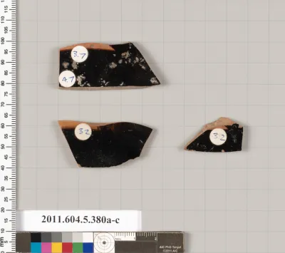 Terracotta fragments of kylikes (drinking cups)