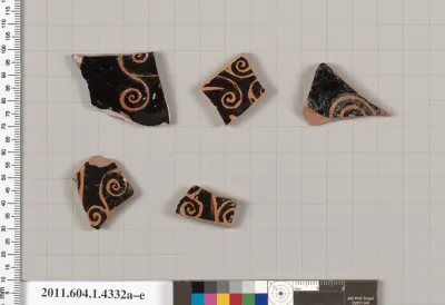 Terracotta fragments of kylikes (drinking cups)