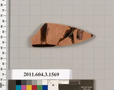 Terracotta fragment of a kylix: Band cup (drinking cup)