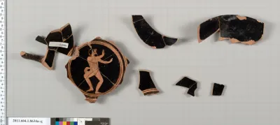 Terracotta fragments of a stemless kylix (drinking cup)