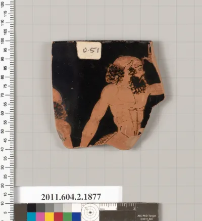 Terracotta rim fragment of a skyphos (deep drinking cup)