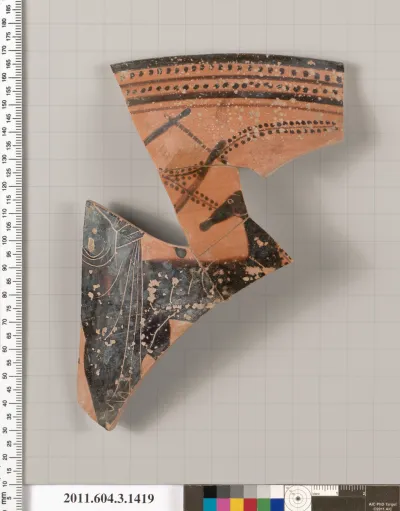 Terracotta rim fragment of a skyphos (deep drinking cup)