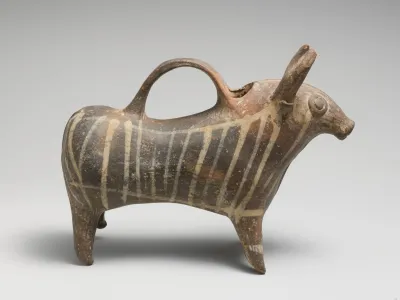 Terracotta vase in the form of a bull