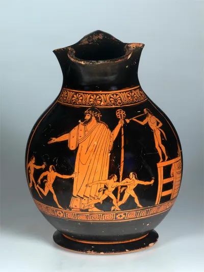 Rotfigurige Oinochoe (Attisch-rotfigurige Oinochoe (Weinkanne))