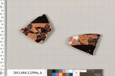 Terracotta fragments of a kylix: Band cup (drinking cup)