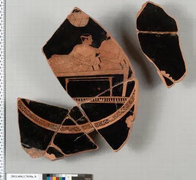 Terracotta fragments of a kylix (drinking cup)
