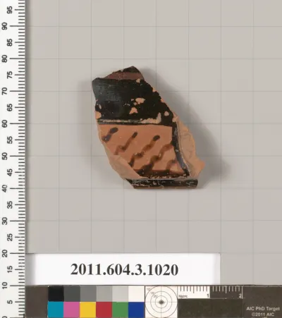 Terracotta fragment of a lekanis (covered dish)